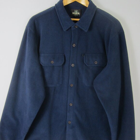 Redhead Mens XL Navy Blue Fleece Long Sleeved Button Shirt Soft Shacket Outdoor - Picture 7 of 9